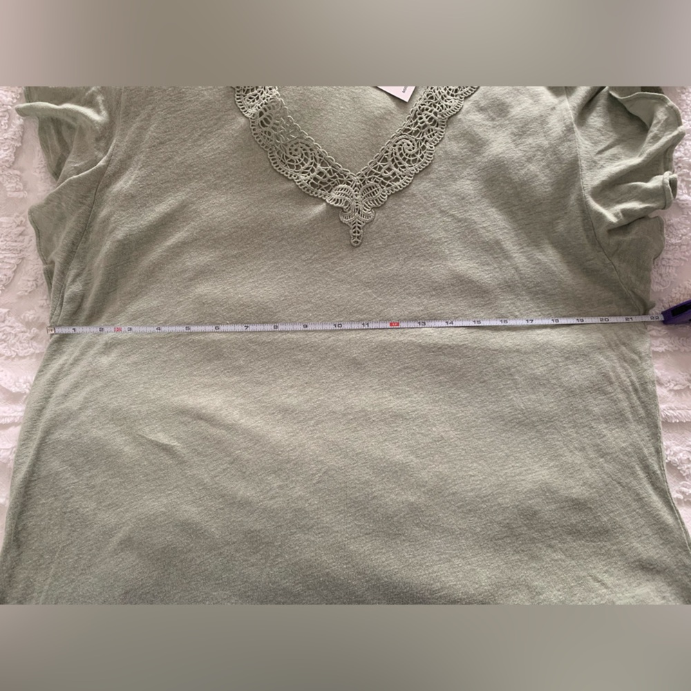 FINAL PRICE NWT Ralph Lauren Mint Linen Top: Cotton Lace VNeck Flutter Sleeve XL - Picture 7 of 8